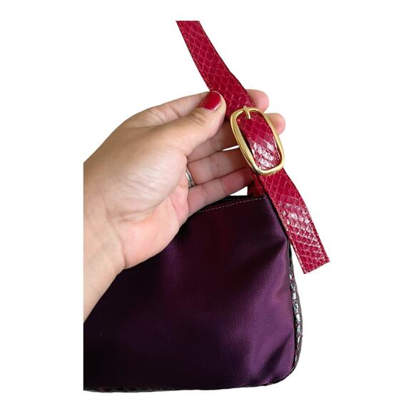 KAZUYO NAKANO Animal Print Leather Patches Satin Shoulder Bag Top Handle Zipper - Picture 5 of 9